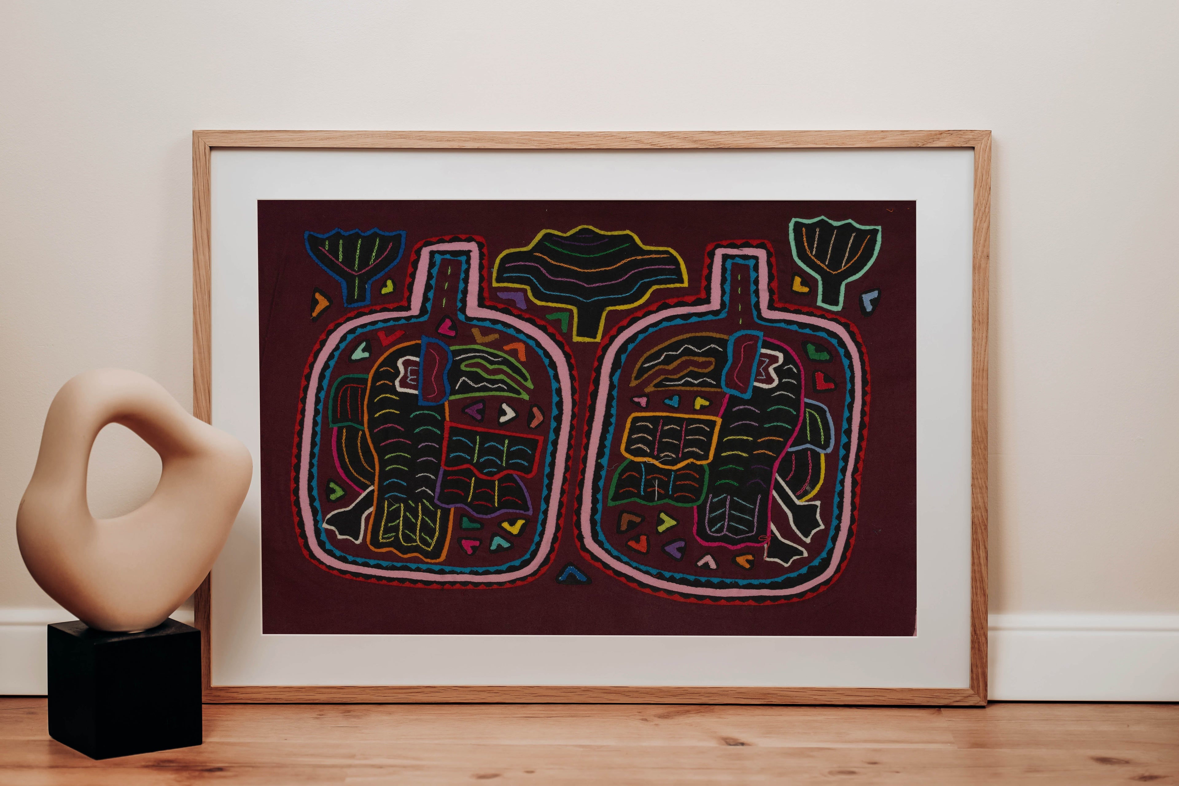Maroon And Pink Toucan Parrot Bird In Bottle Mola