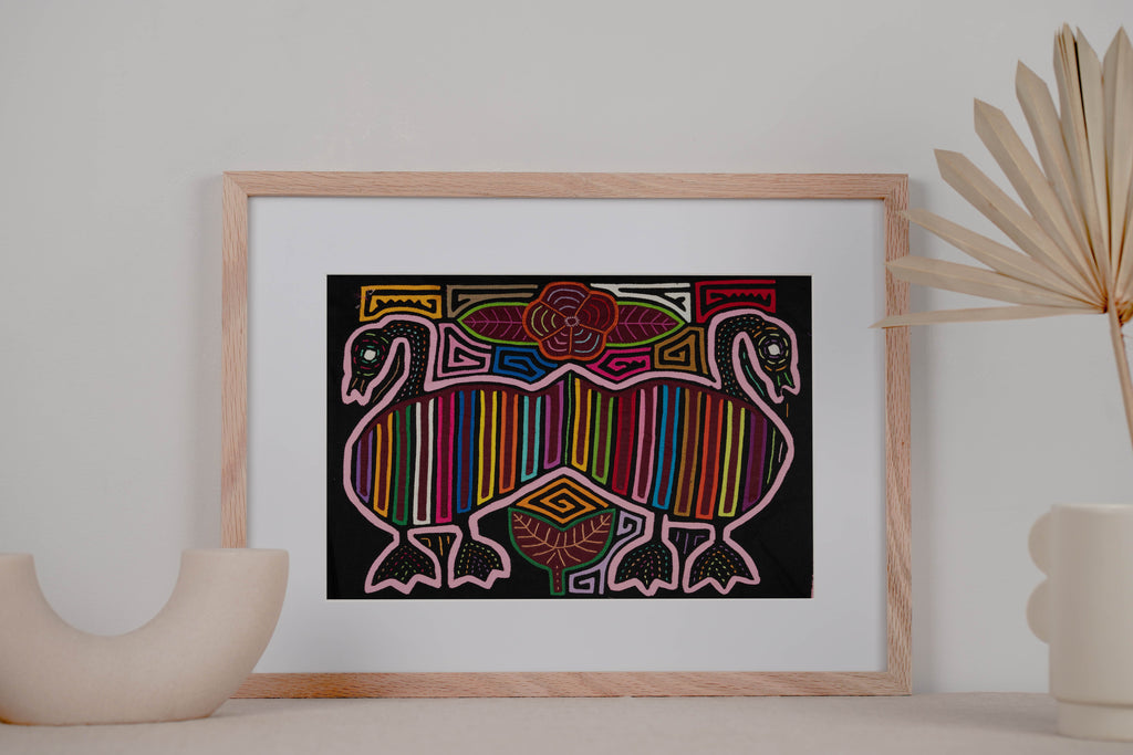 Black And Purple Siamese Geese Mola