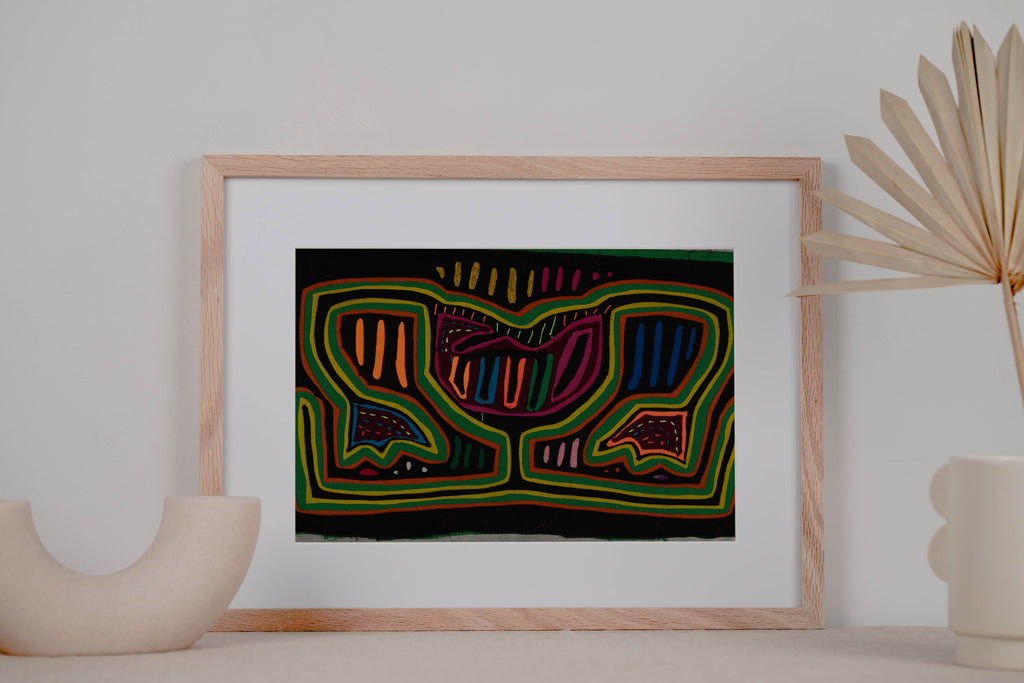 Yellow And Green And Orange Birdcage Kuna Mola