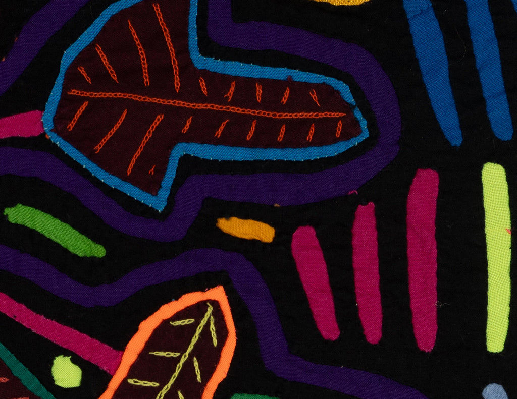 Black And Purple Sunflower Faces Mola