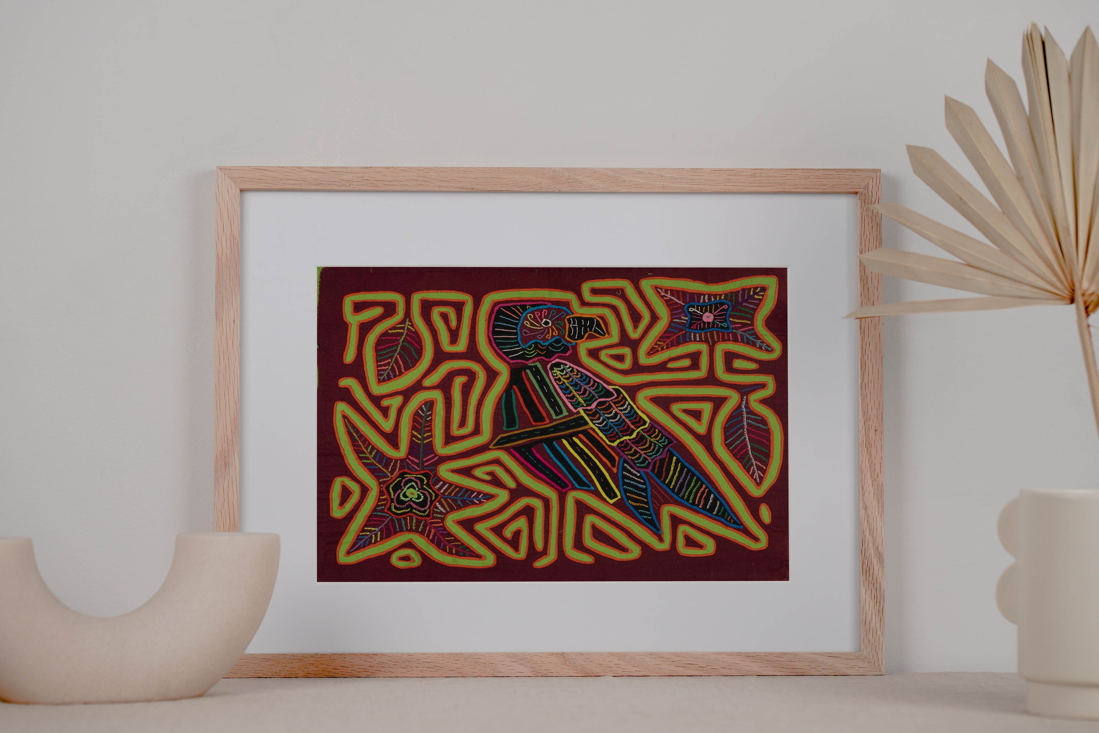 Burgundy Orange and Green Parrot Bird Mola