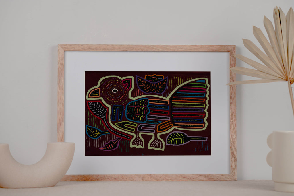 Burgundy And White Optical Illusion Bird Mola