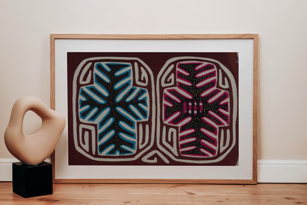 Blue And Pink Palm Frond Kuna Mola