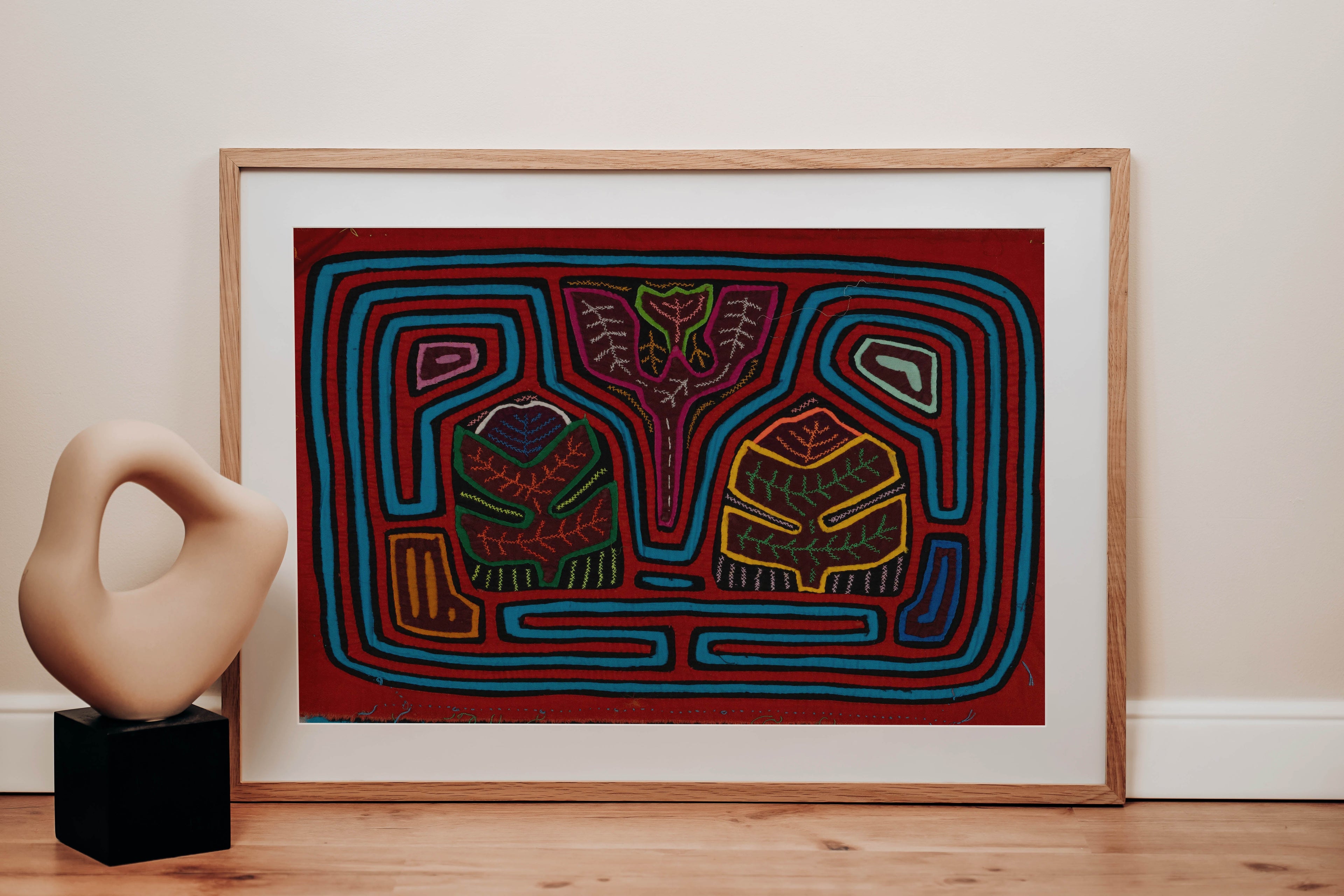 Orange And Turquoise Floral Flower Mola