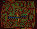 Burgundy Orange And Green Classic Design Kuna Mola