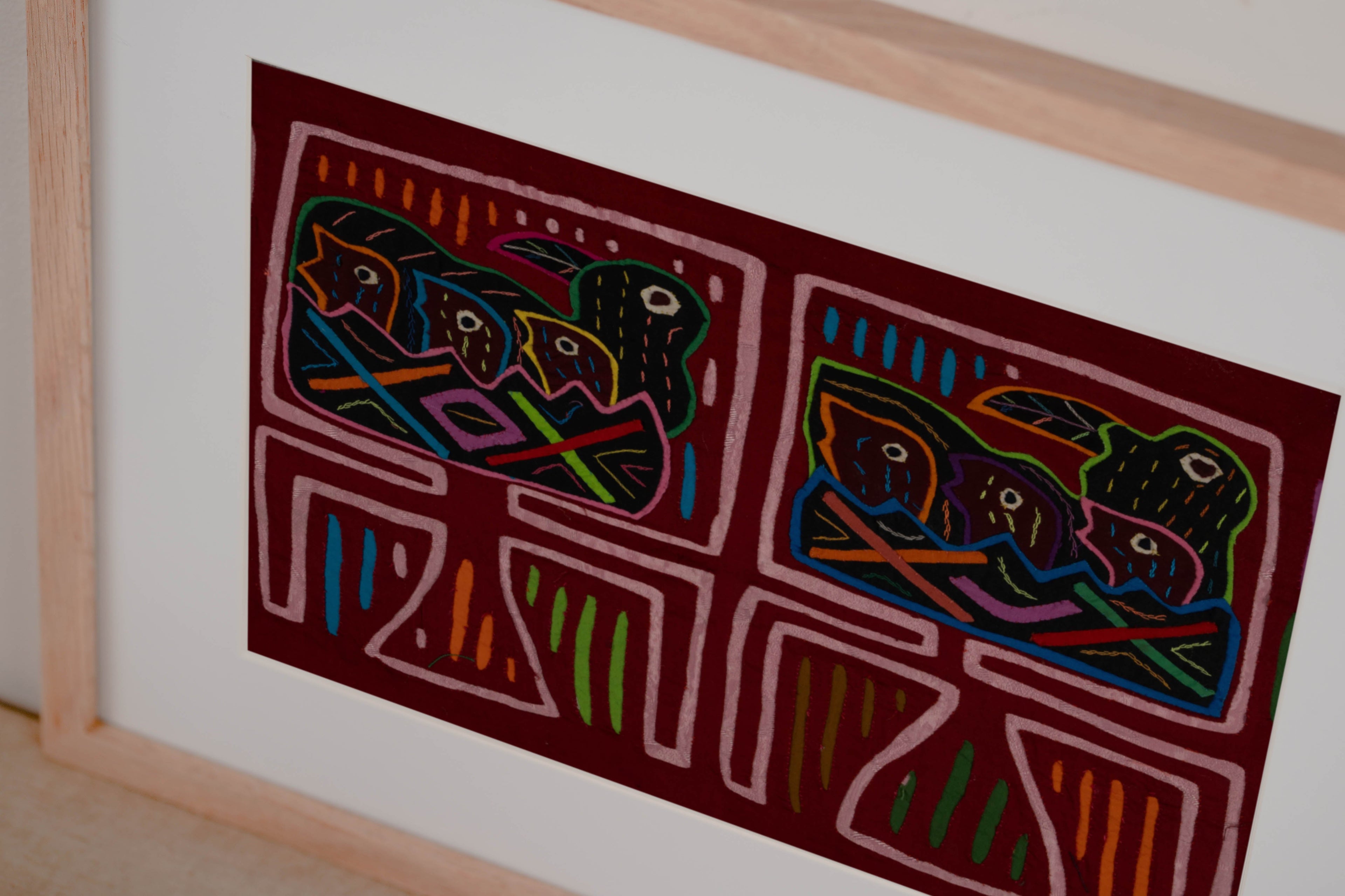 Burgundy And Pink Bird Nest Mola