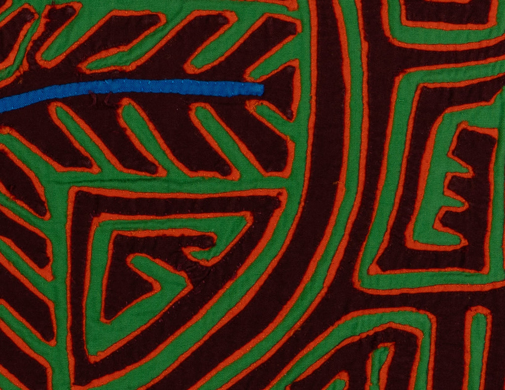 Burgundy Orange And Green Classic Design Kuna Mola
