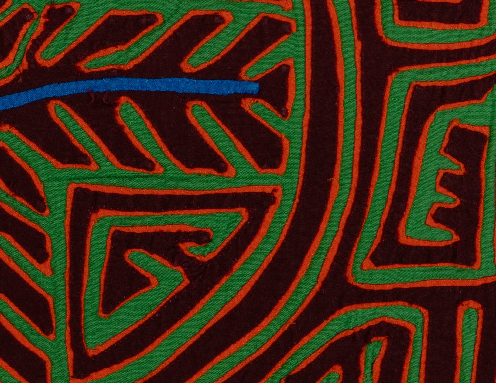 Burgundy Orange And Green Classic Design Kuna Mola