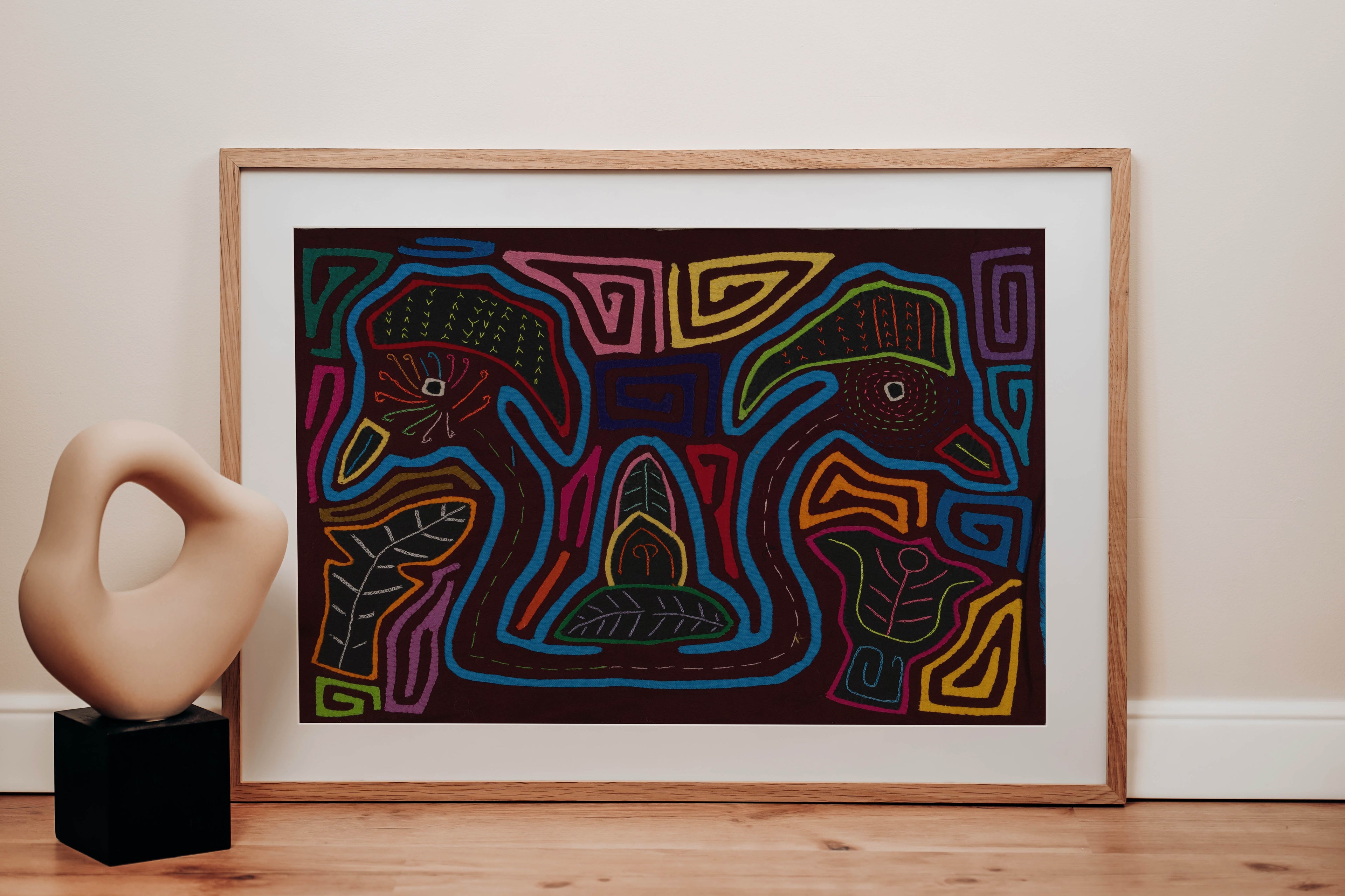 Burgundy And Turquoise Rainforest Jungle Bird Mola