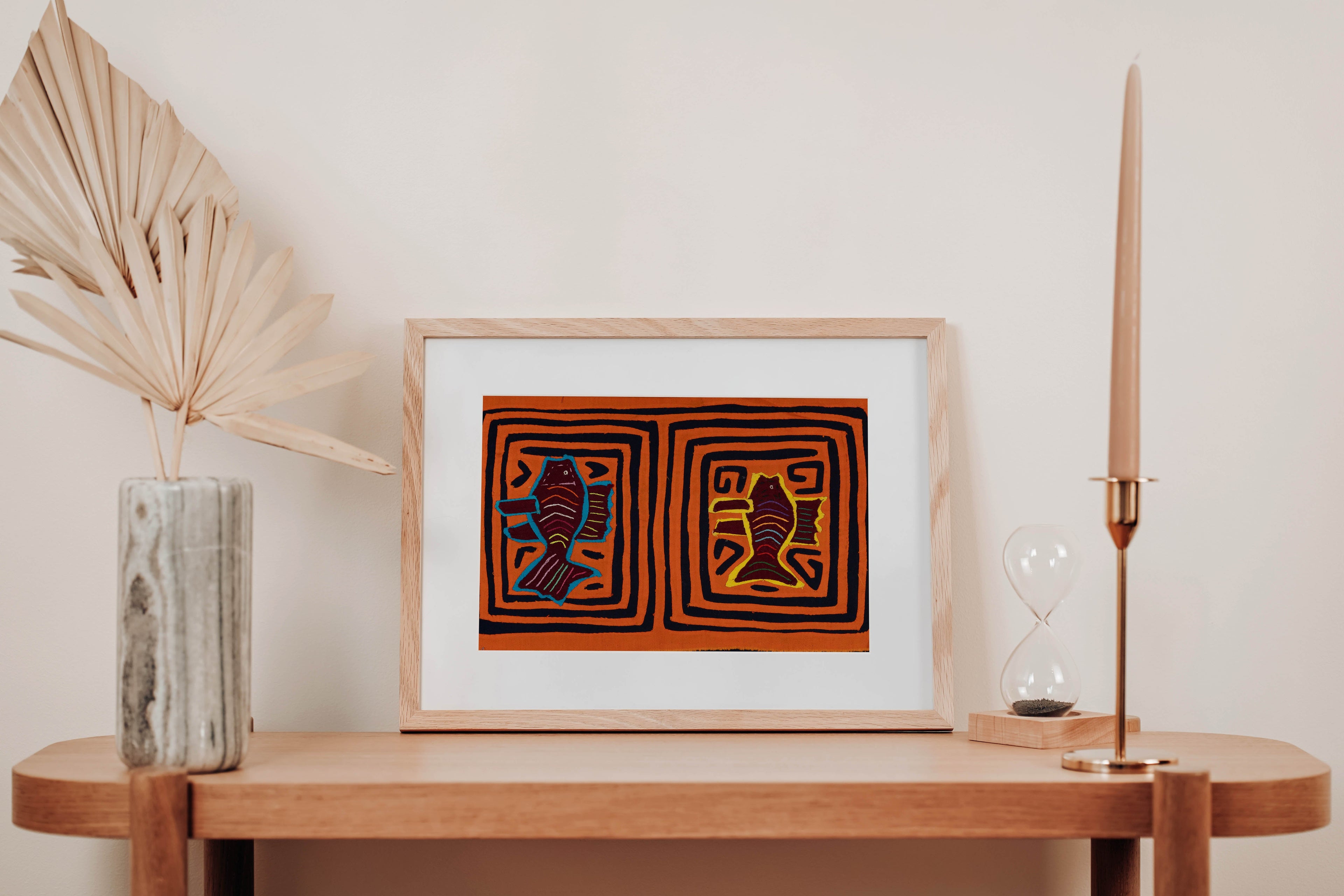 Vintage Orange And Black Fish Mola