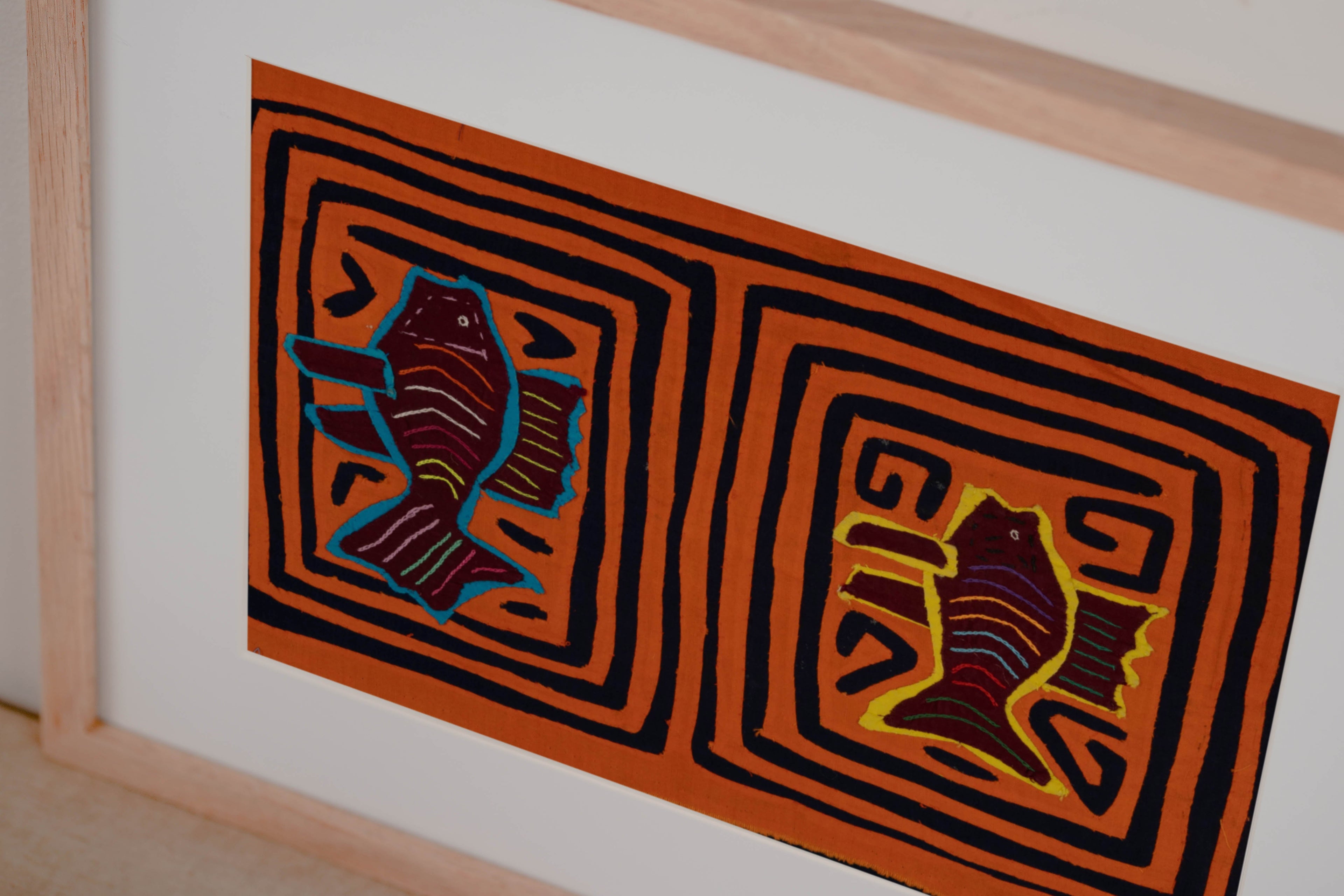 Vintage Orange And Black Fish Mola