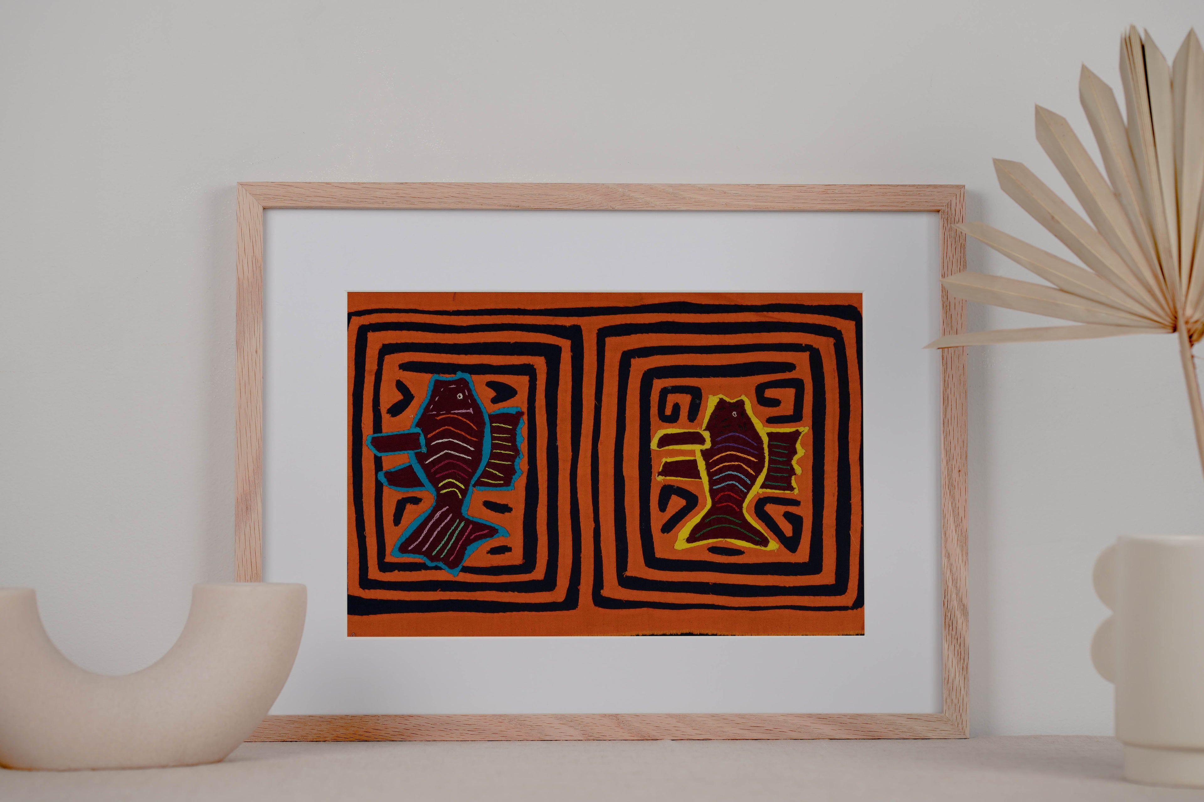 Vintage Orange And Black Fish Mola