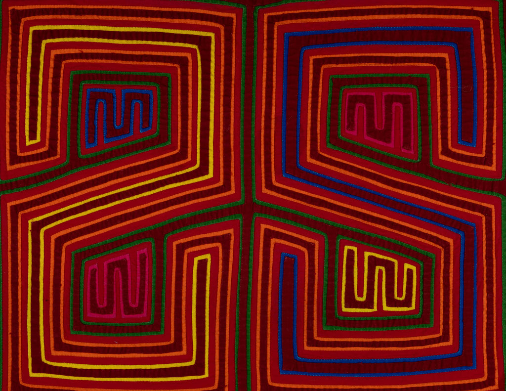 Maroon Red And Yellow Classic Design Kuna Mola