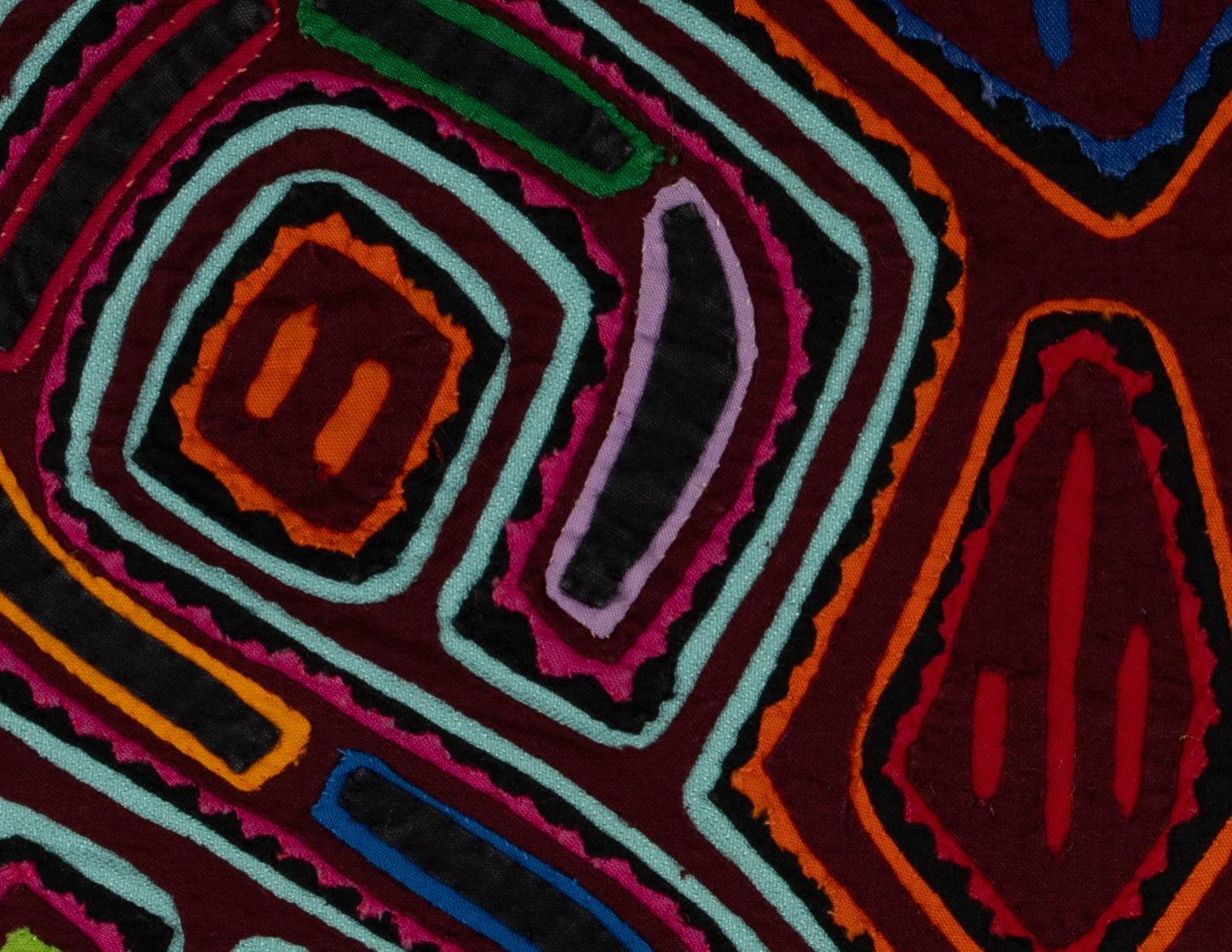 Burgundy And Turquoise Classic Design Kuna Mola