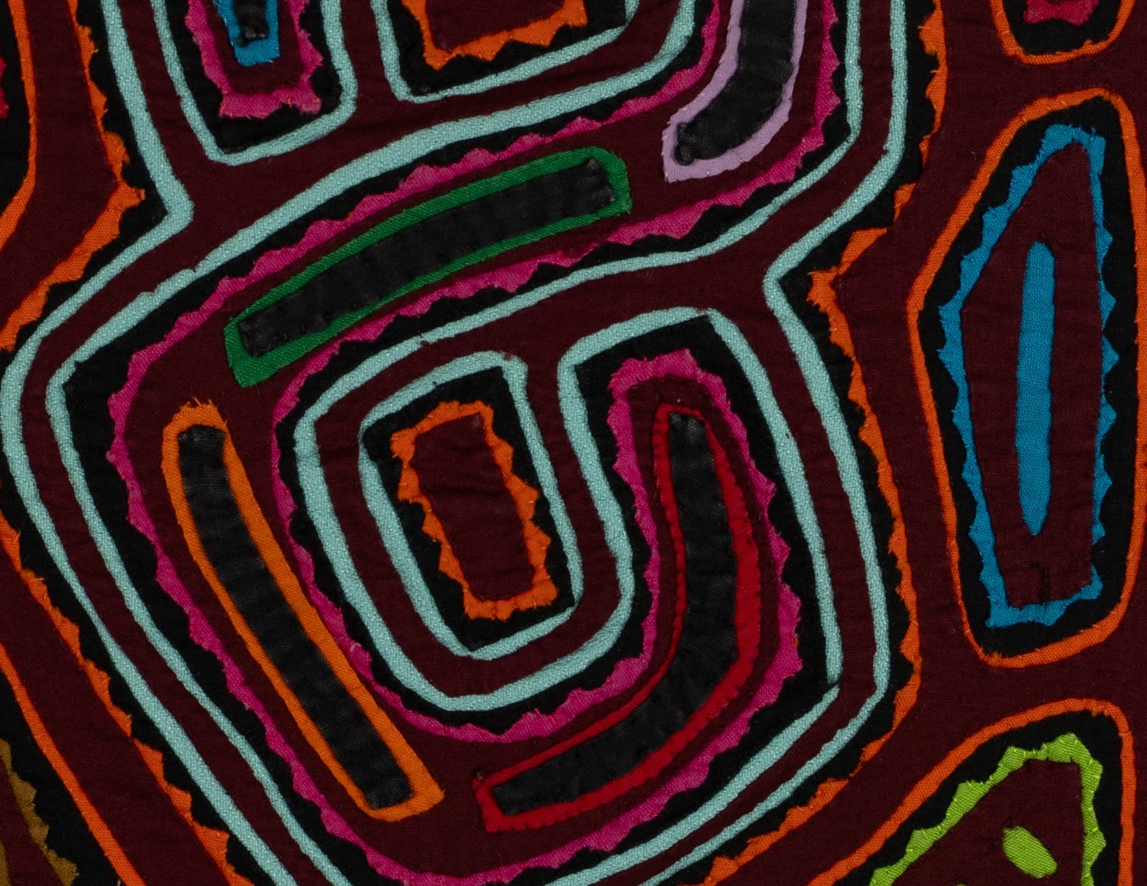 Burgundy And Turquoise Classic Design Kuna Mola