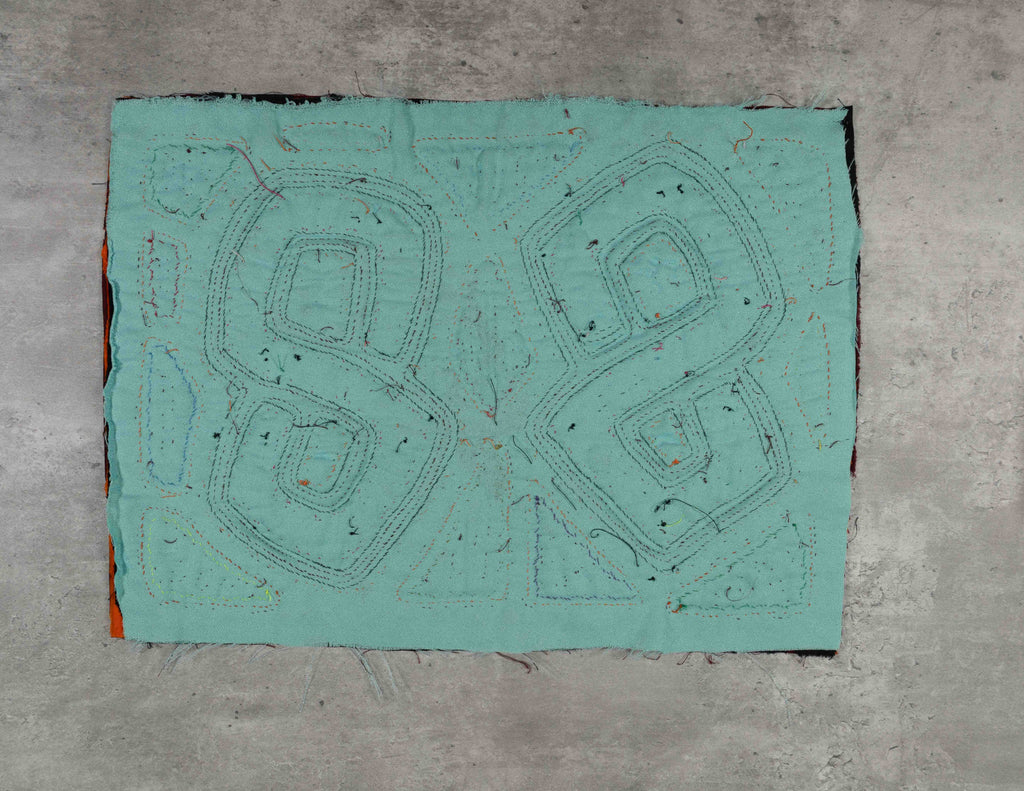 Burgundy And Turquoise Classic Design Kuna Mola