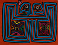 Orange And Turquoise Duck And Flower Mola