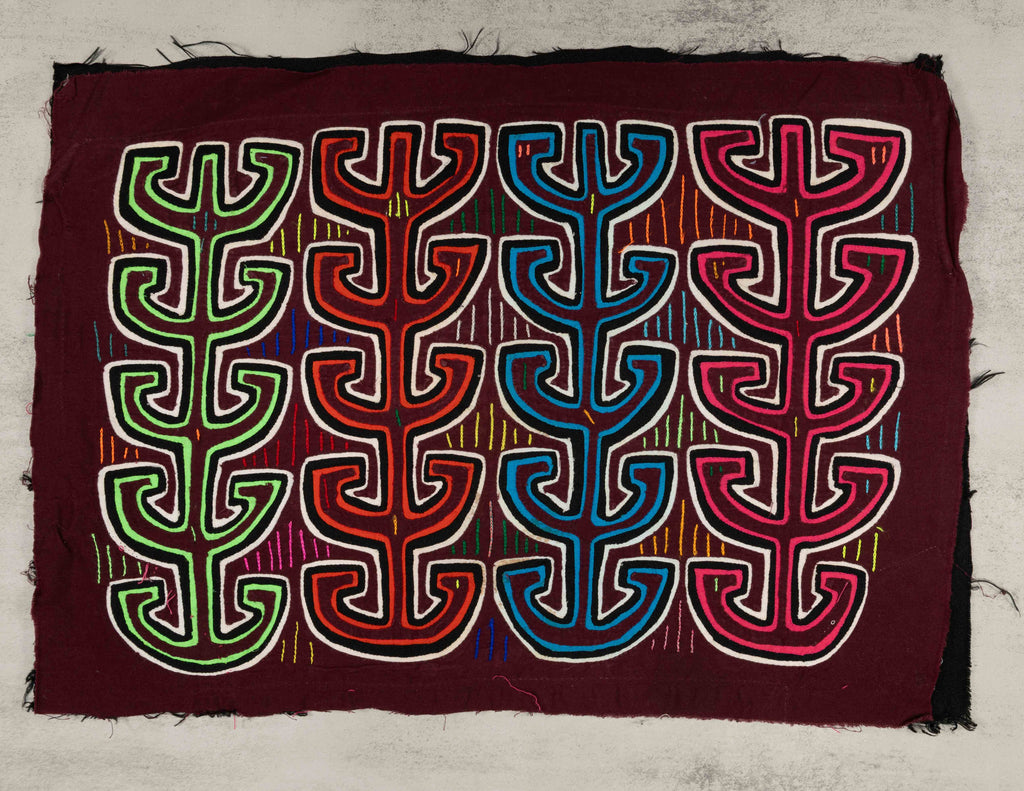Red Green And Blue Cornstalks Mola