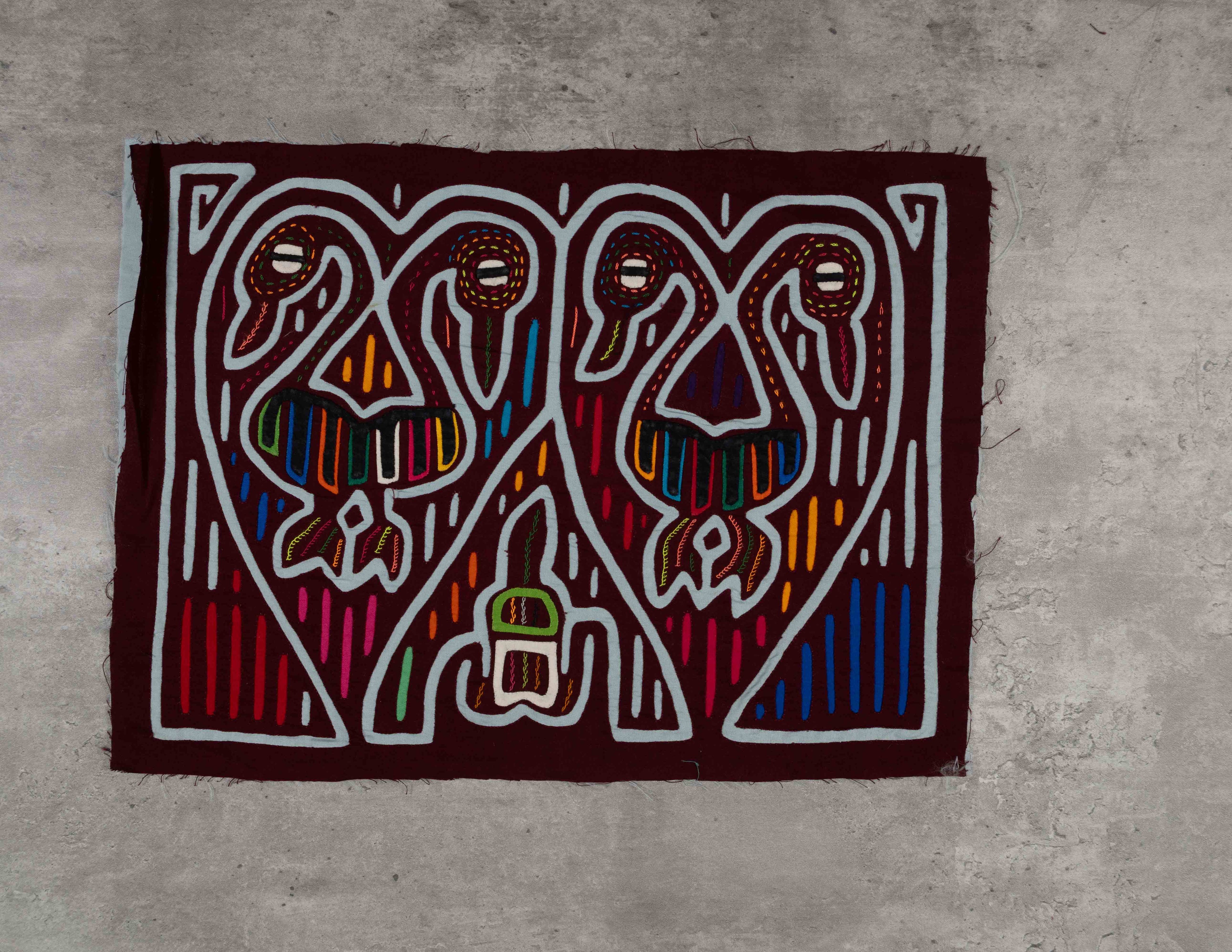 Burgundy And Light Blue Optical Illusion Mola