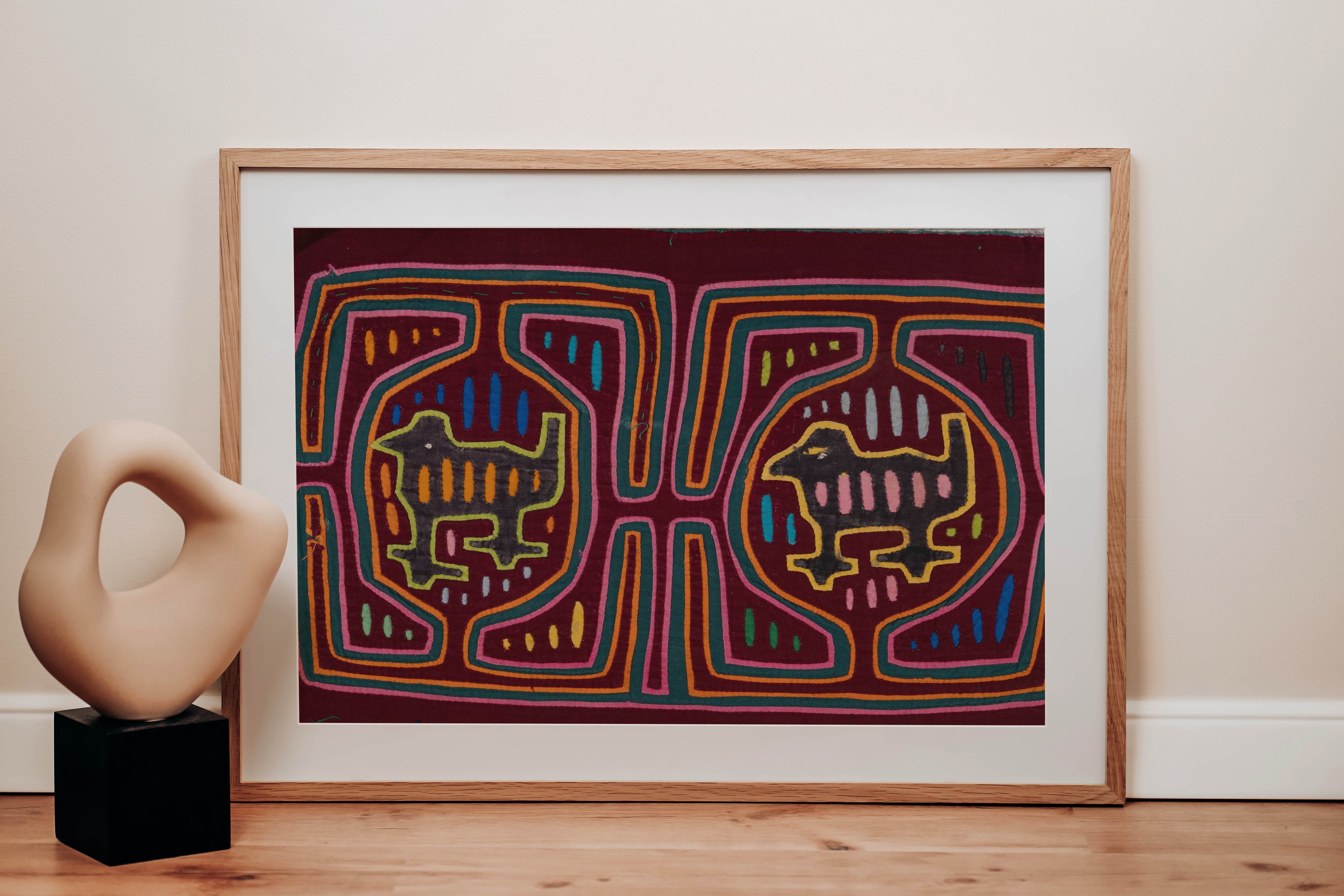 Vintage Burgundy Two Puppy Dog Mola