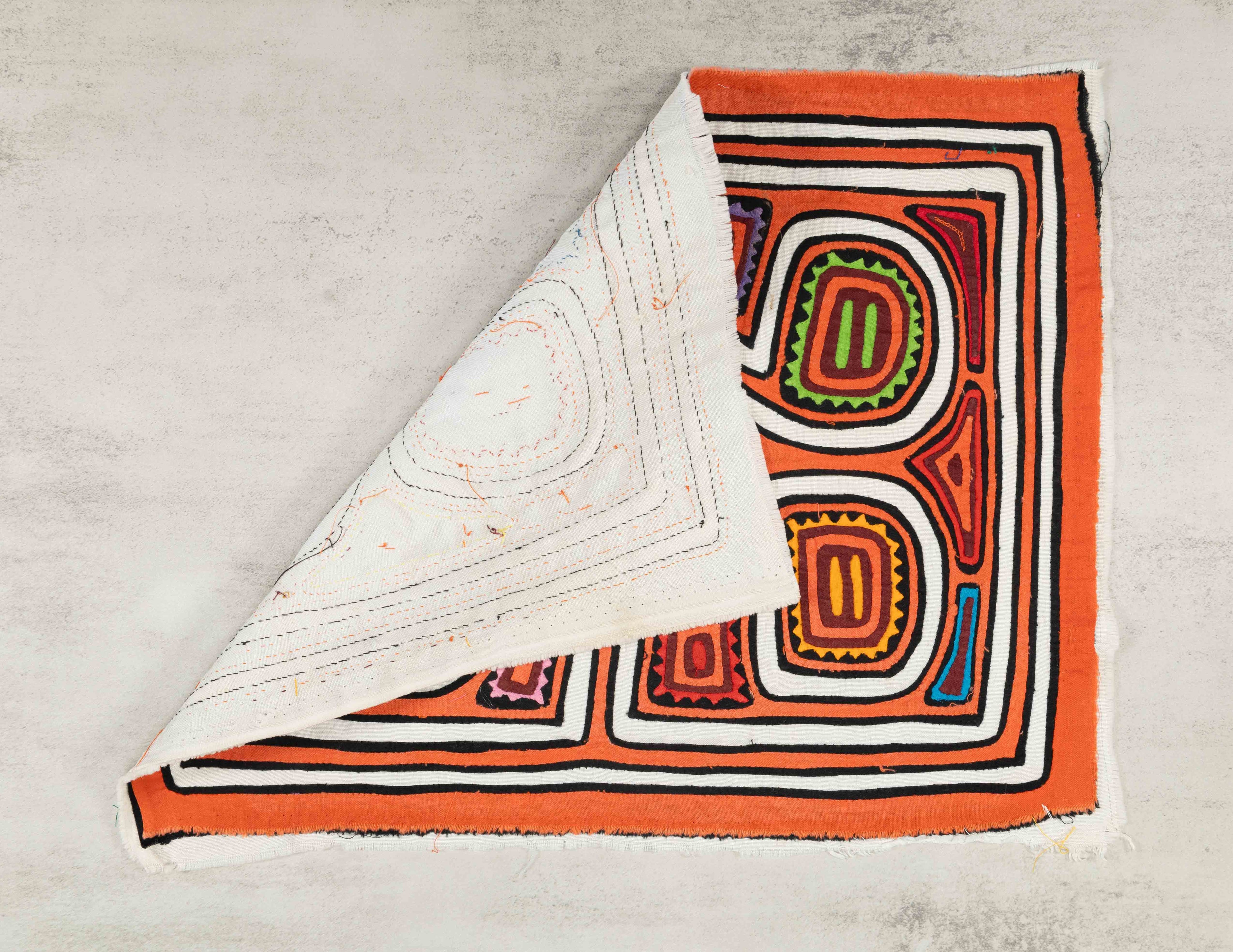 Orange And White Optical Illusion Beady Eye Face Mola