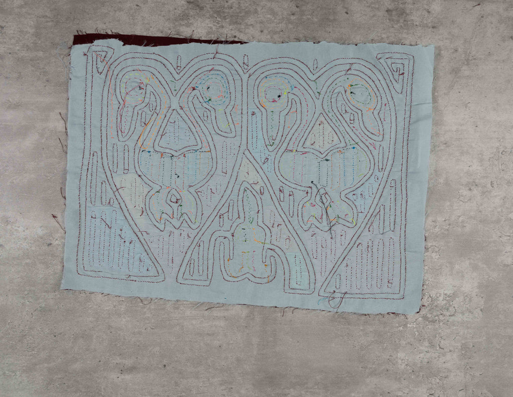 Burgundy And Light Blue Optical Illusion Mola