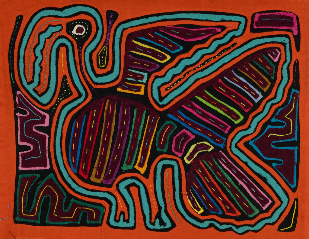 Orange And Aqua Cranky Crabby Pelican Bird Mola