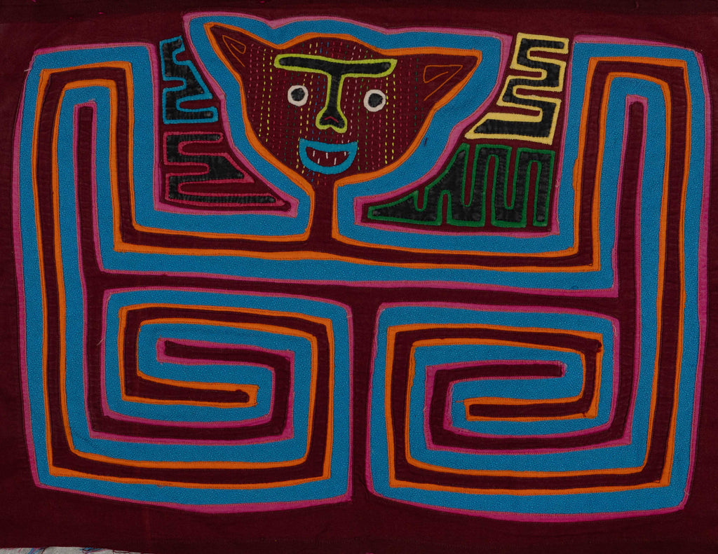 Machine Stitched Kitty Cat Kuna Mola