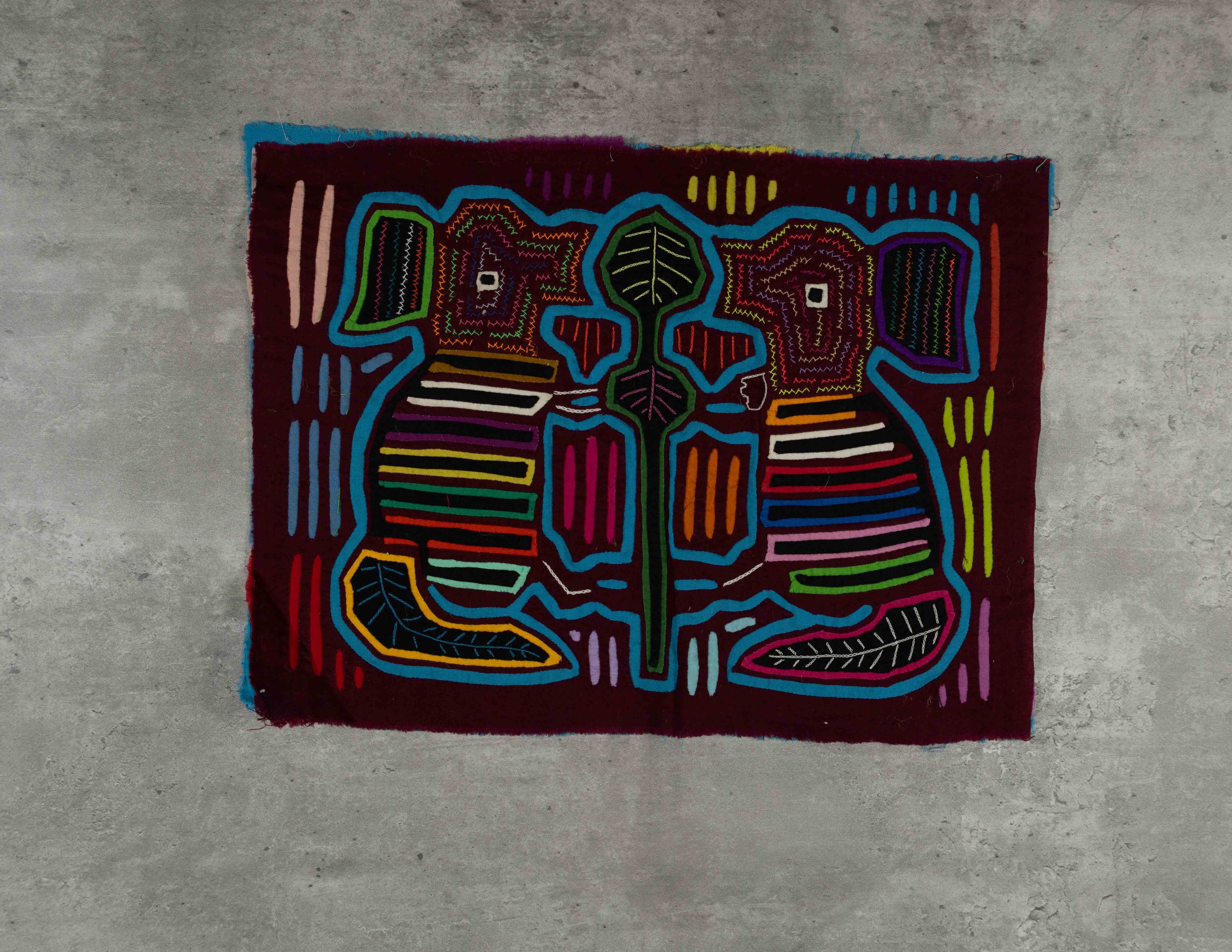 Maroon And Turquoise Puppy dog Mola