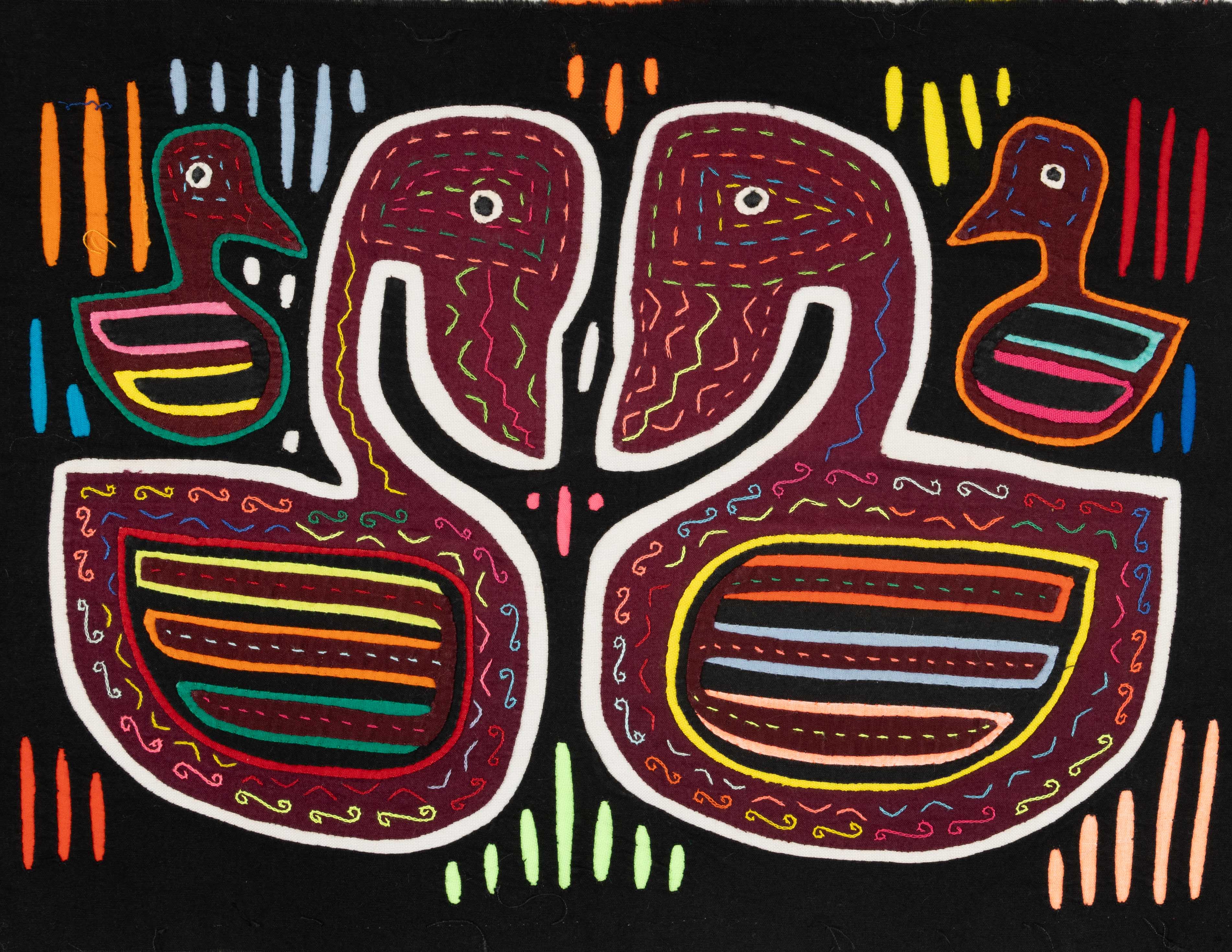 Black And Red Lovesick Geese Mola
