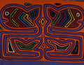 Orange And Blue Former Fish Kuna Blouse Mola