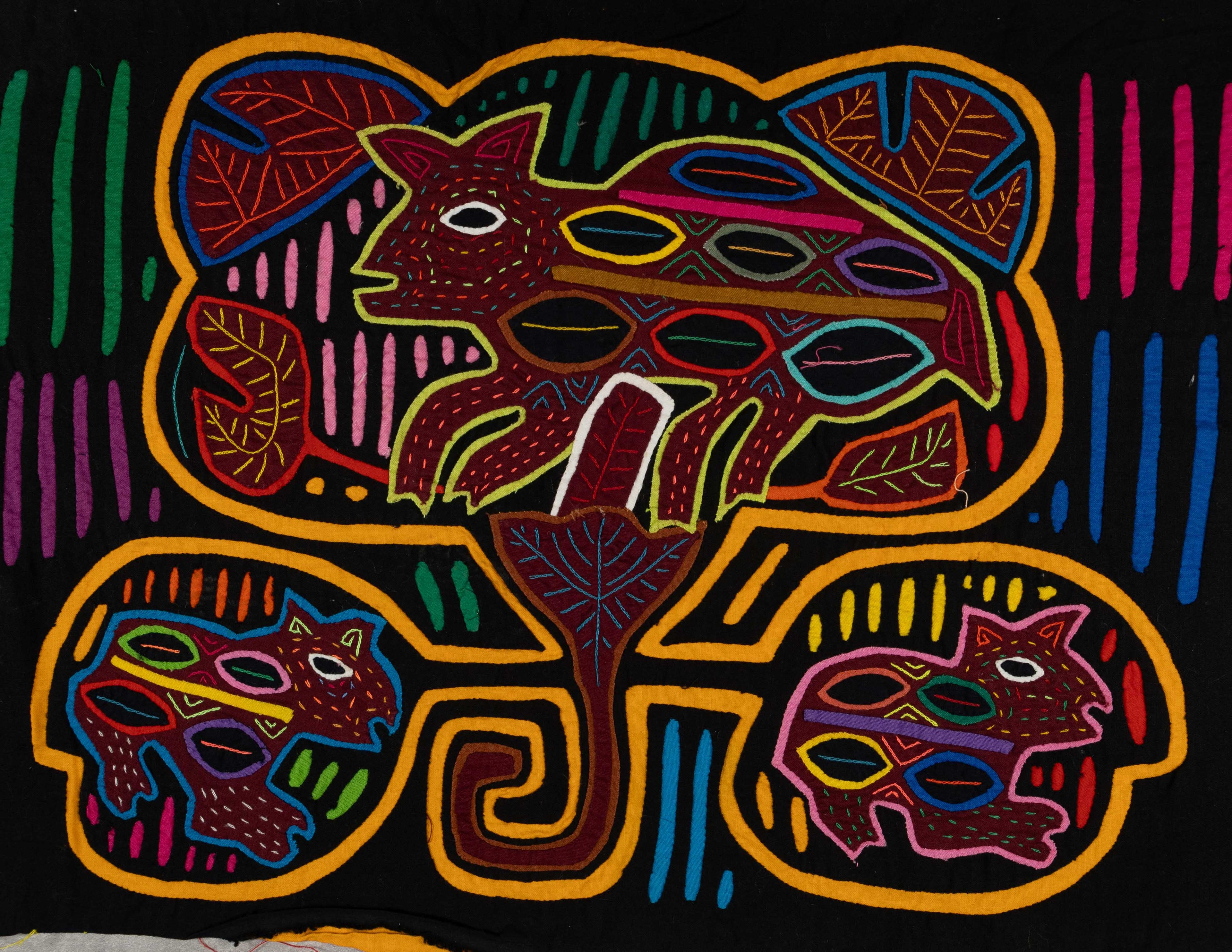 Red And Gold Puppy Dog With Puppies Mola
