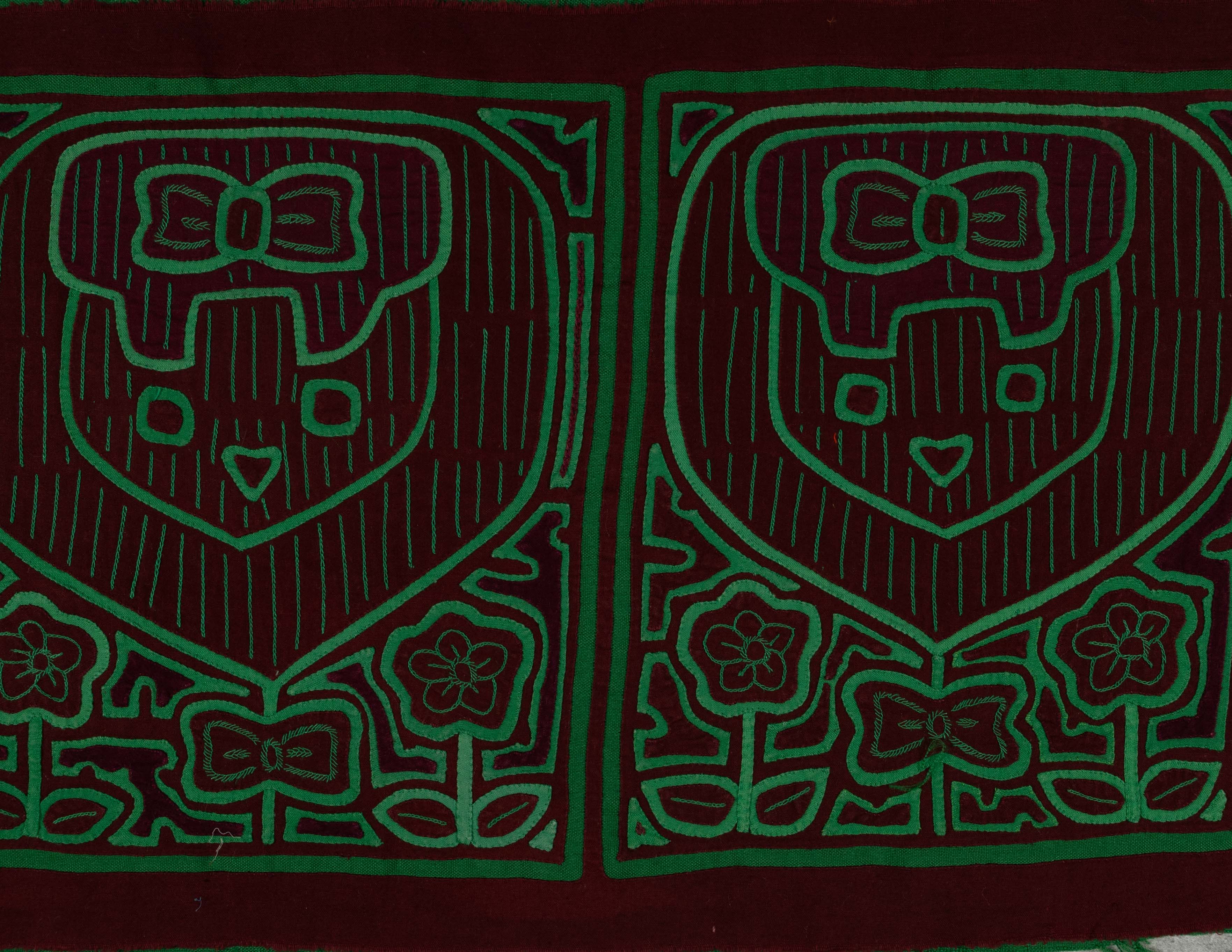 Maroon And Green Darling Child Face Mola