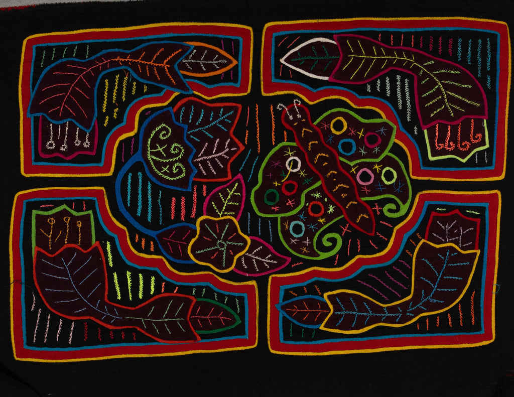 Red Yellow And Blue Butterfly And Flower Mola