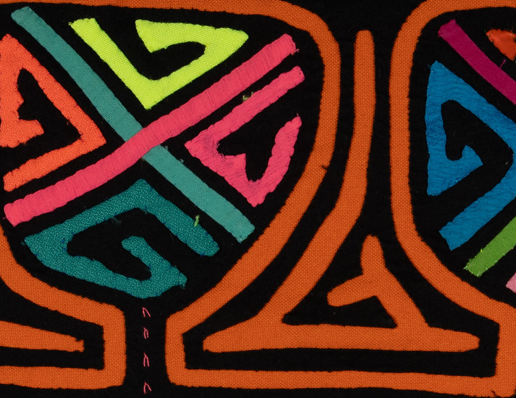 Orange And Black Classic Design Kuna Mola