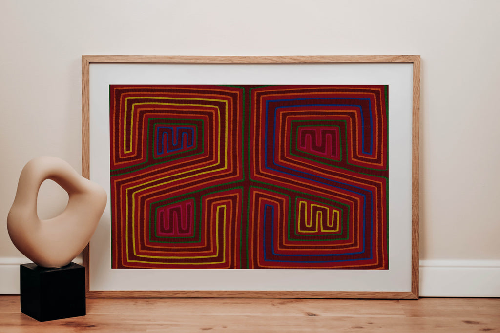 Maroon Red And Yellow Classic Design Kuna Mola