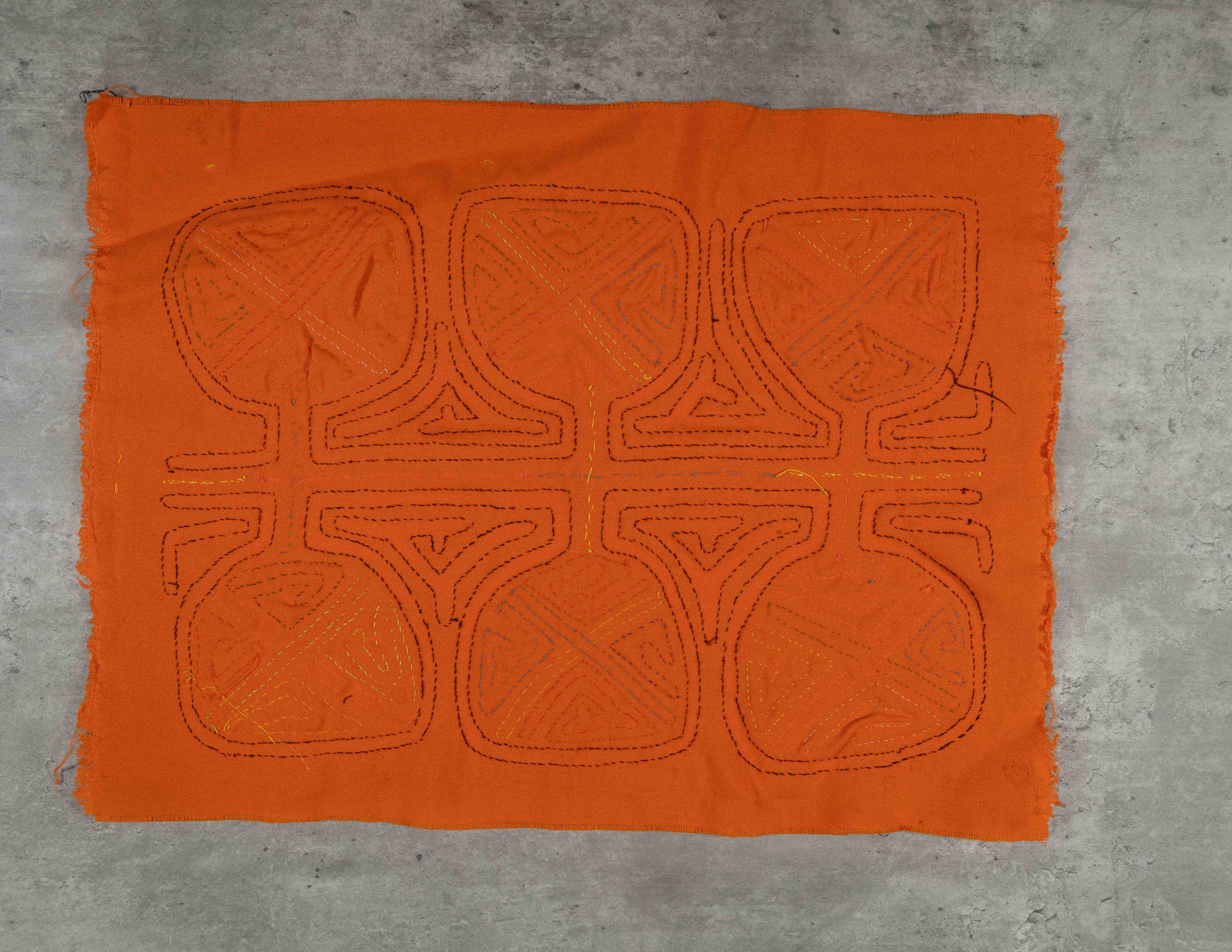 Orange And Black Classic Design Kuna Mola