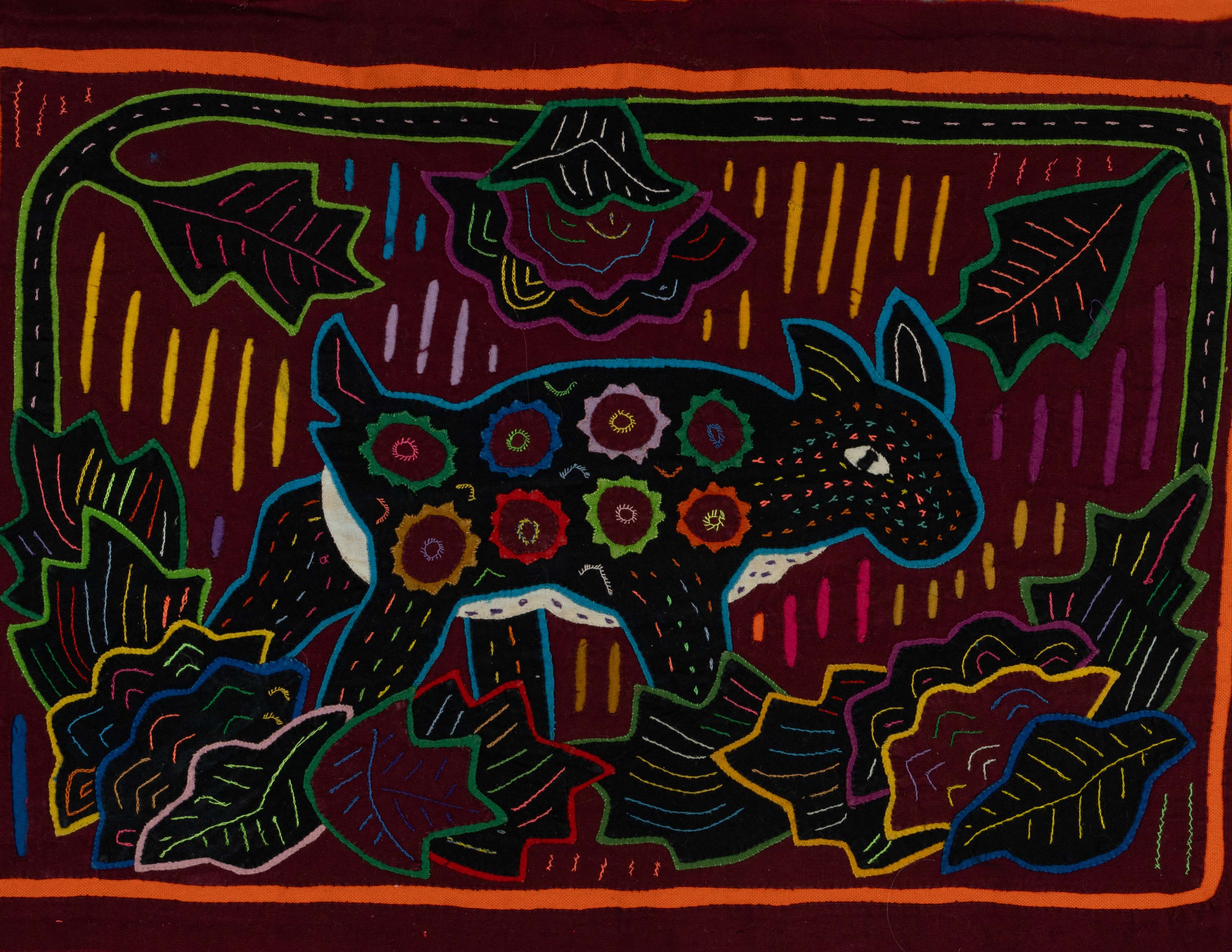Burgundy Orange And Green Lost Jungle Puppy Dog Mola