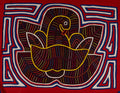 Red White And Blue Coy Bird In Flower Mola