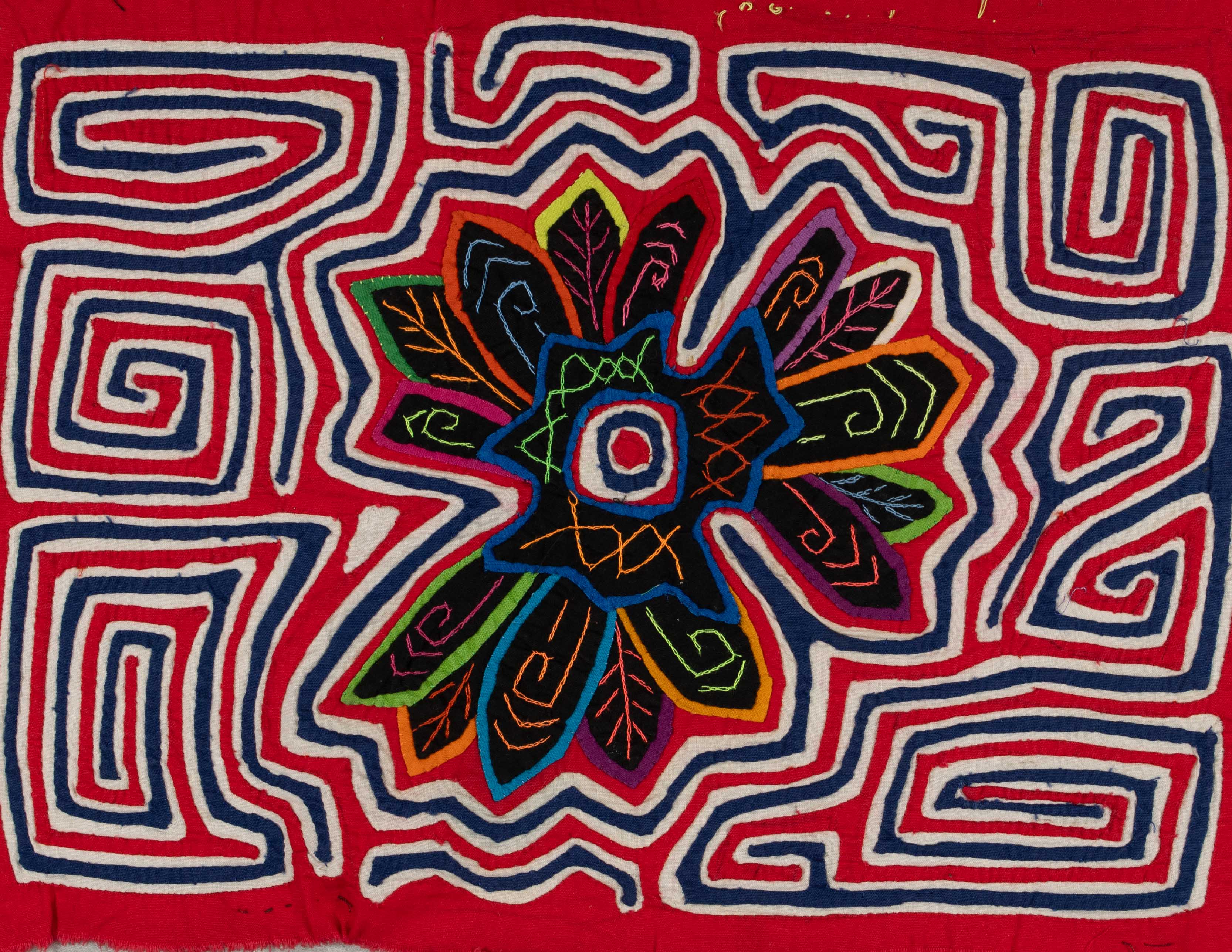 Red And White Flower Floral Mola