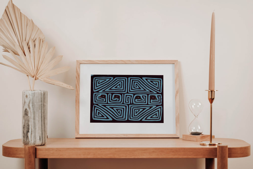 Burgundy And Aqua Bird Head Mola