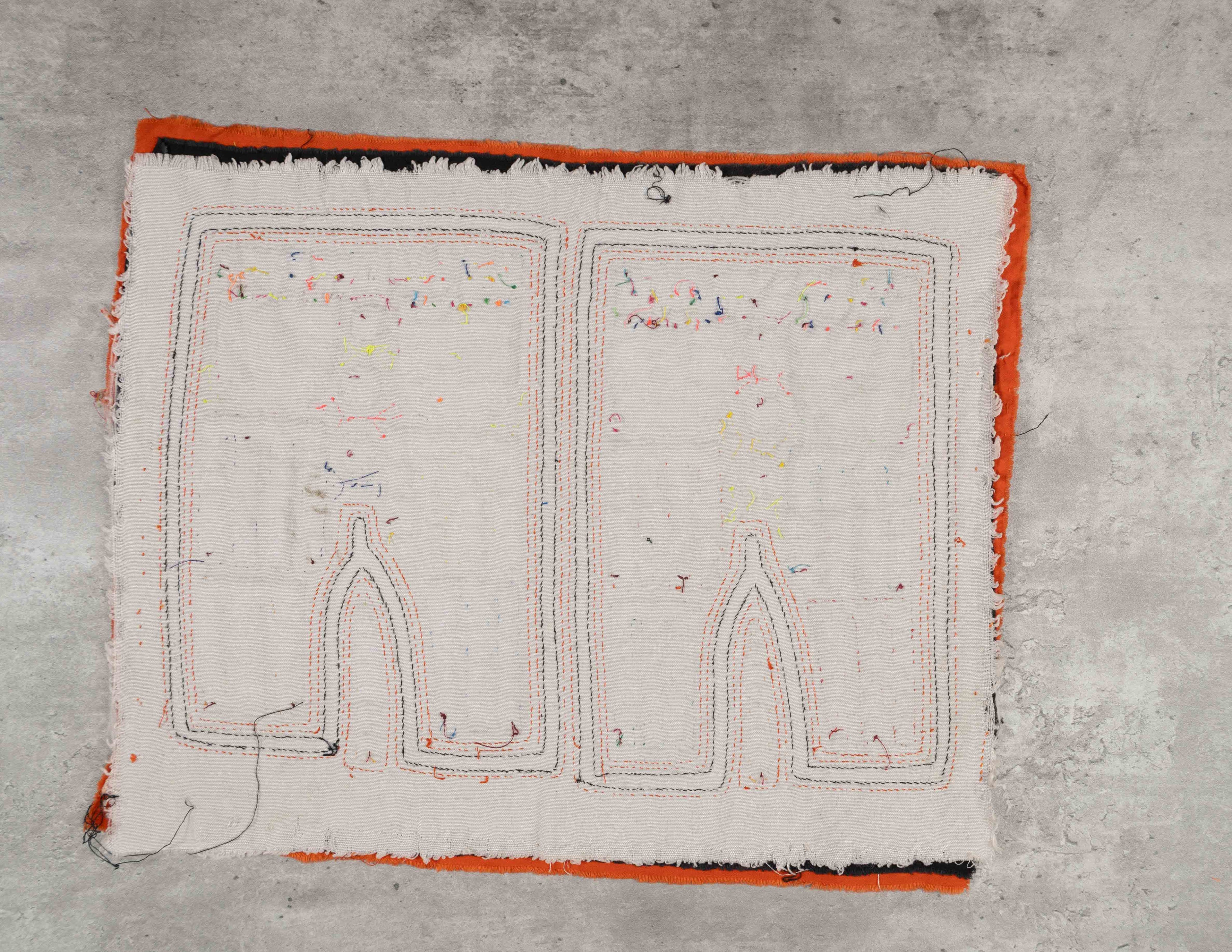 Orange And White Colorful Blue Jeans Mola