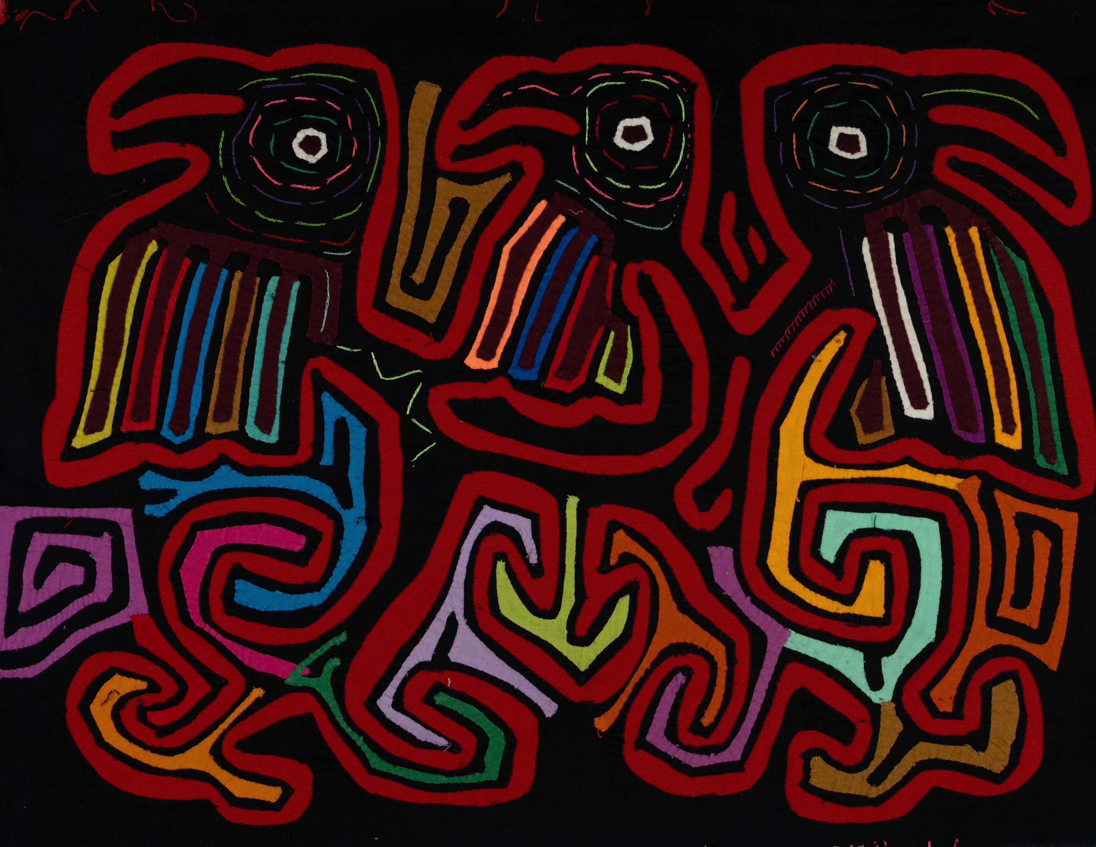Black And Red Bird Family Reunion Mola