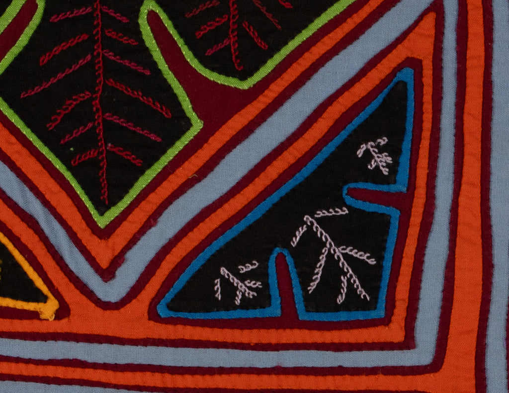 Orange And Light Blue Classic Design Kuna Mola
