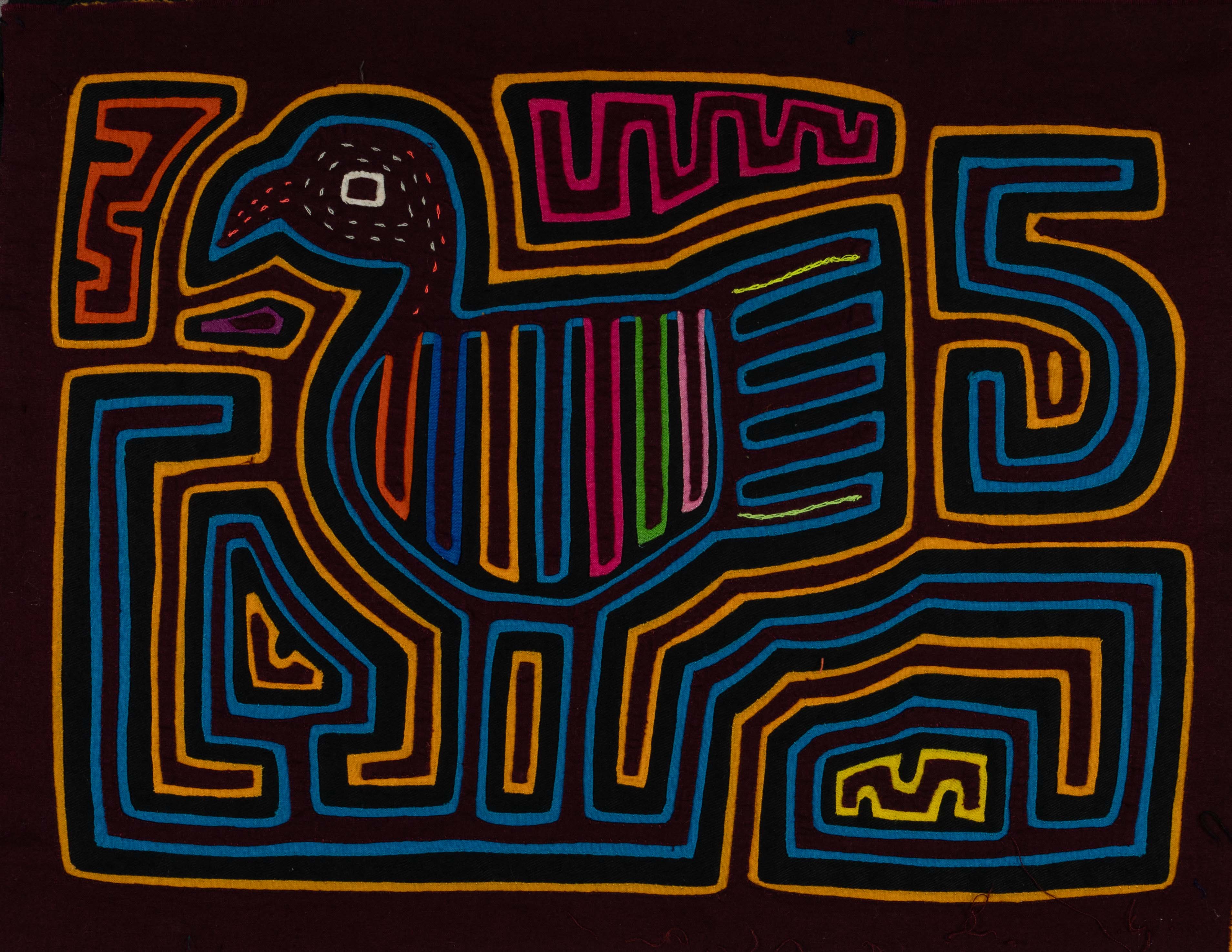 Maroon Gold And Blue Duck Bird Mola