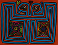 Orange And Turquoise Symmetry Bird Head Mola