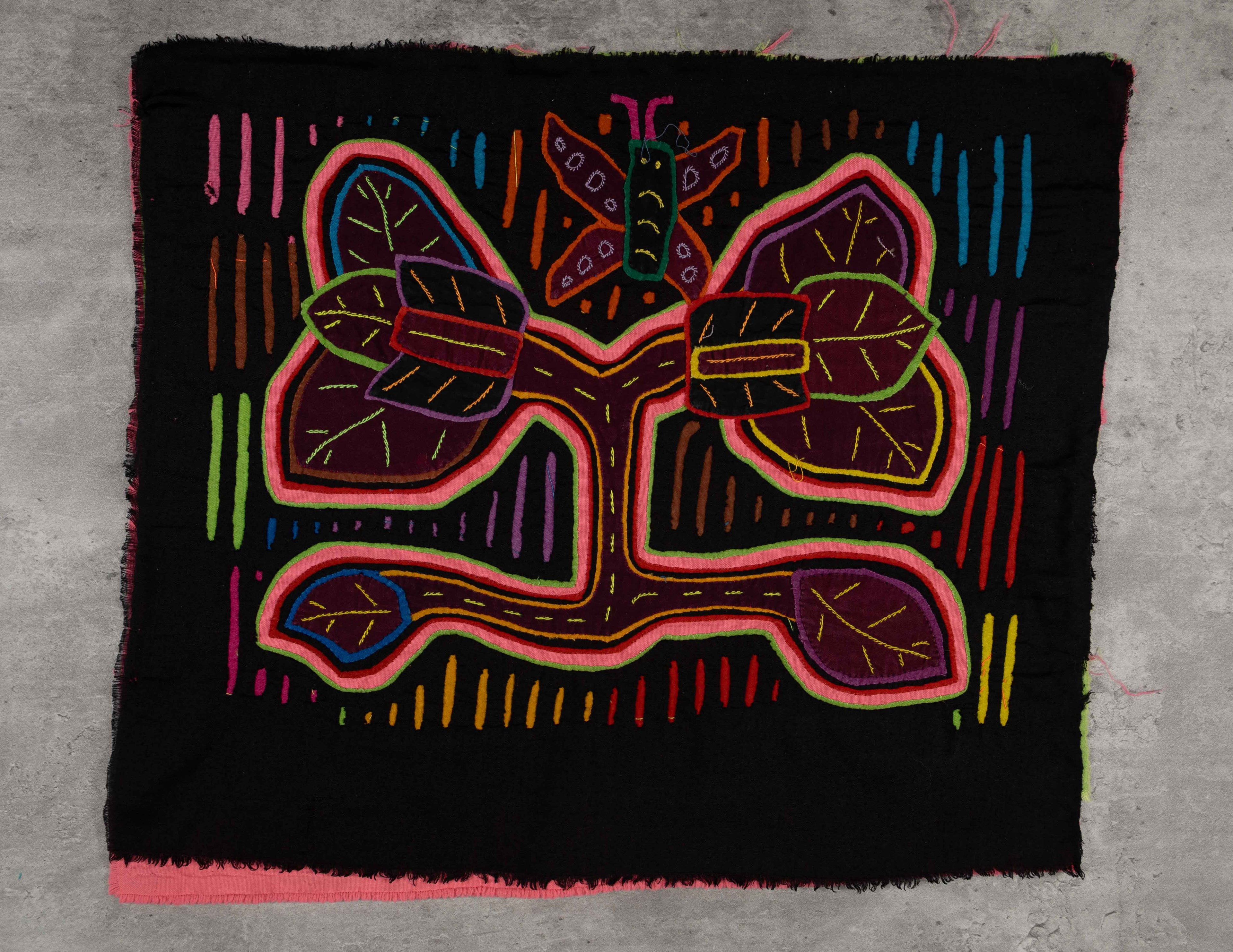 Pink Rose Flower And Butterfly Mola