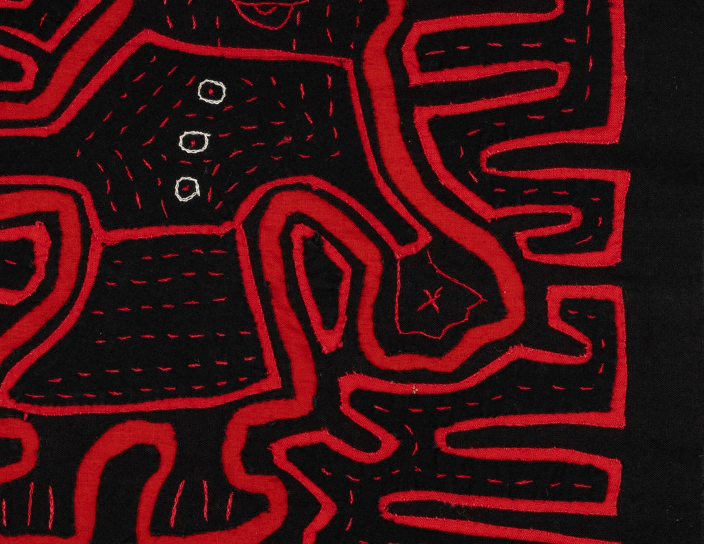 Black And Red Happy Fisherman With Fish Mola
