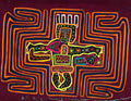 Orange Maroon And Blsack Crucifixion Mola