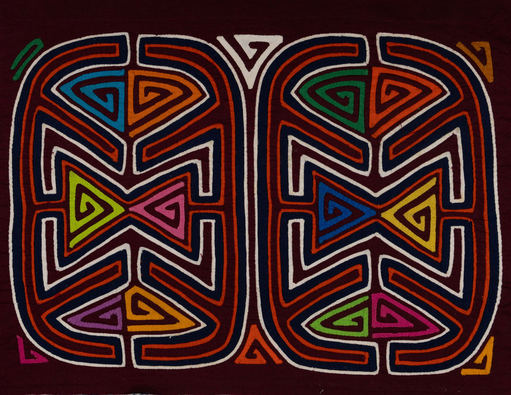 Burgandy And White Classic Design Kuna Mola